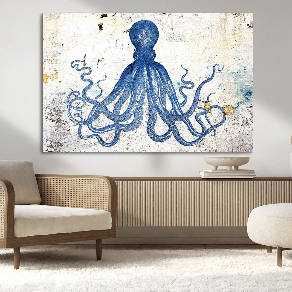 Octopus Canvas Wall Art | Coastal Marine Life Artwork for