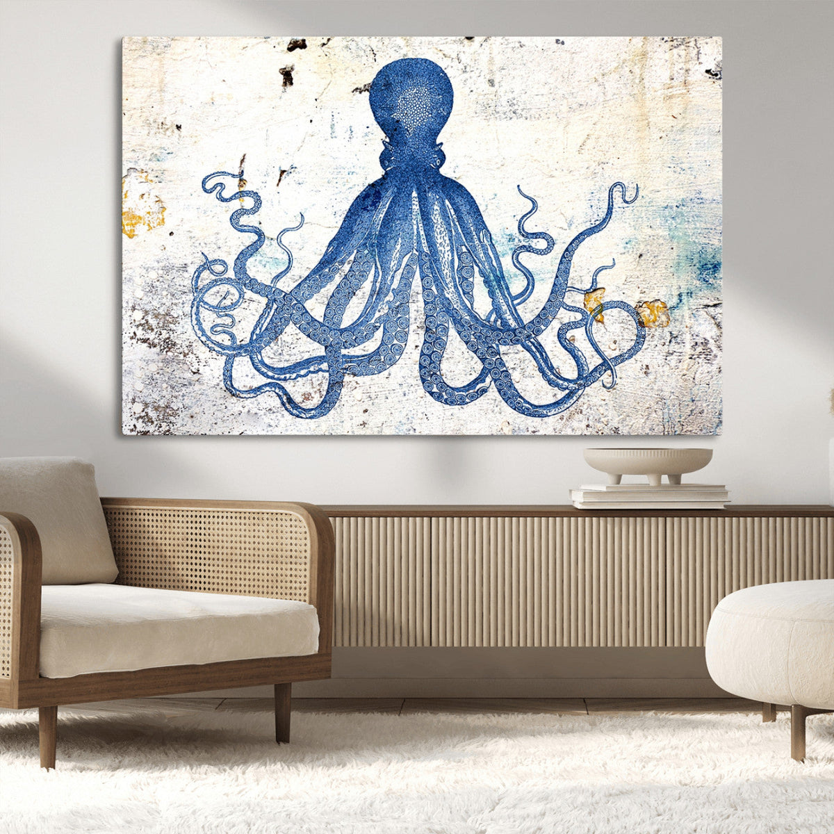 Octopus Canvas Wall Art | Coastal Marine Life Artwork for
