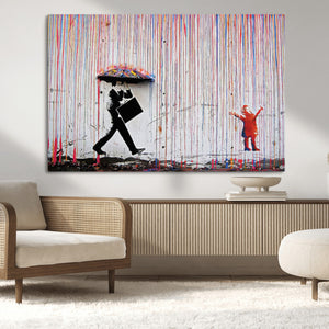 Banksy Wall Art Canvas Print, Framed Graffiti Art Picture