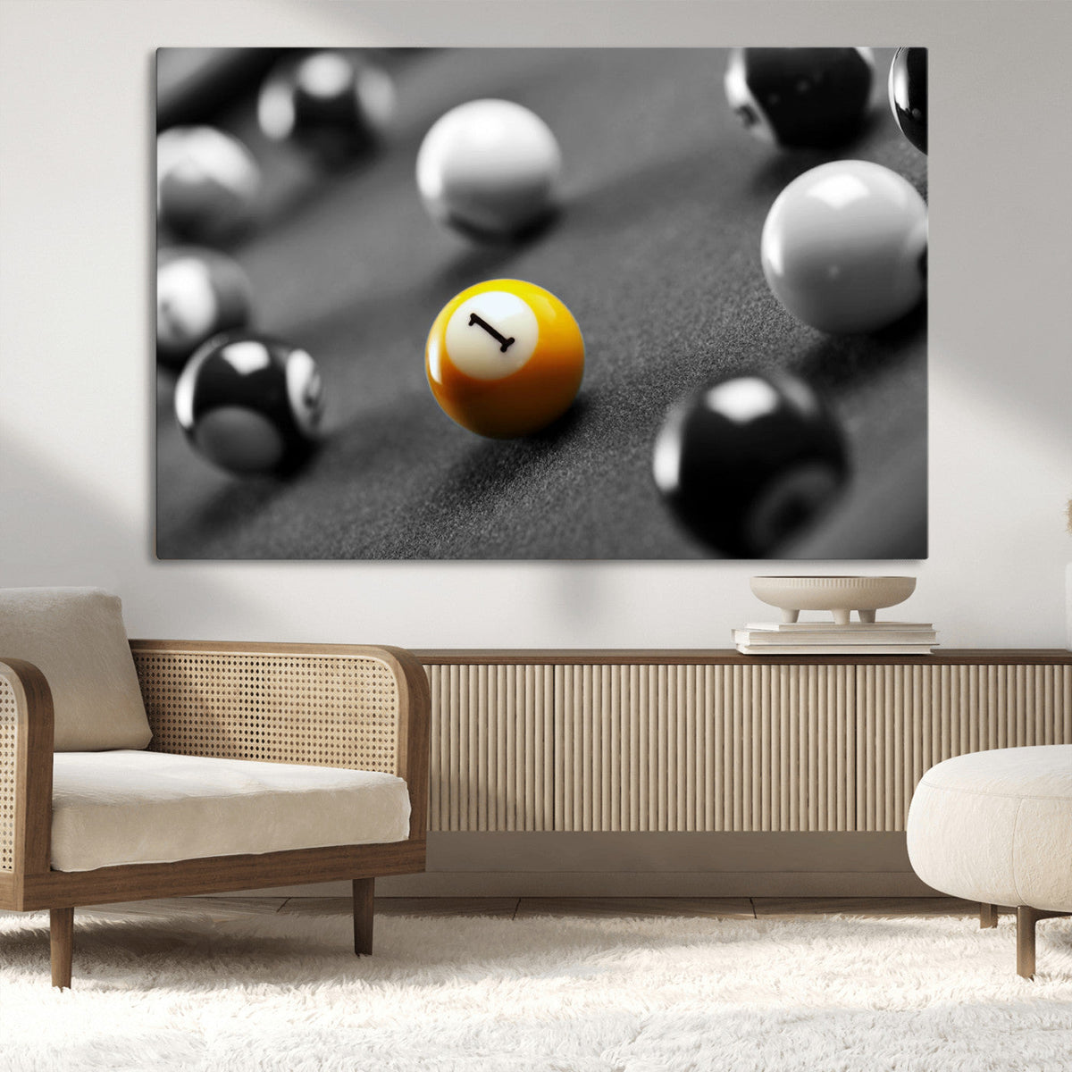 Wall Art Pool Table and Balls Canvas Print