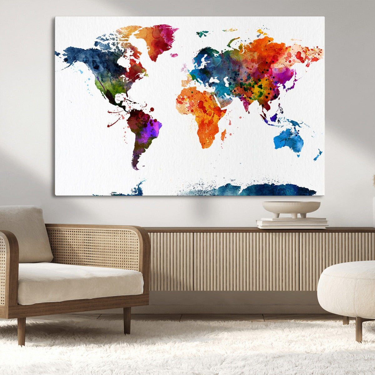 World Map Canvas Print – Detailed Map of the World Wall Art