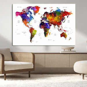 World Map Canvas Print – Detailed Map of the World Wall Art