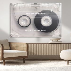 Vintage Cassette Tape Canvas Wall Art - Inspirational 'Life