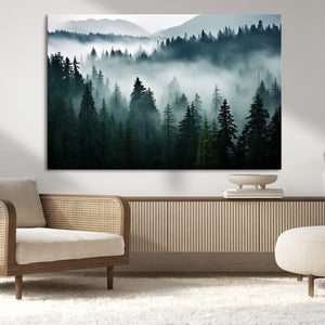 Captivating Misty Forest Wall Art Canvas, Premium Canvas