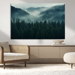 Captivating Misty Forest Wall Art Premium Canvas Print,