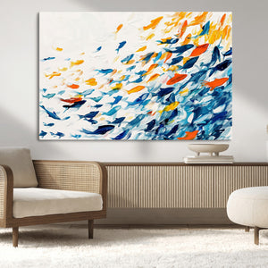 Abstract Fish Shoal Wall Art Canvas Print, Colorful Fish