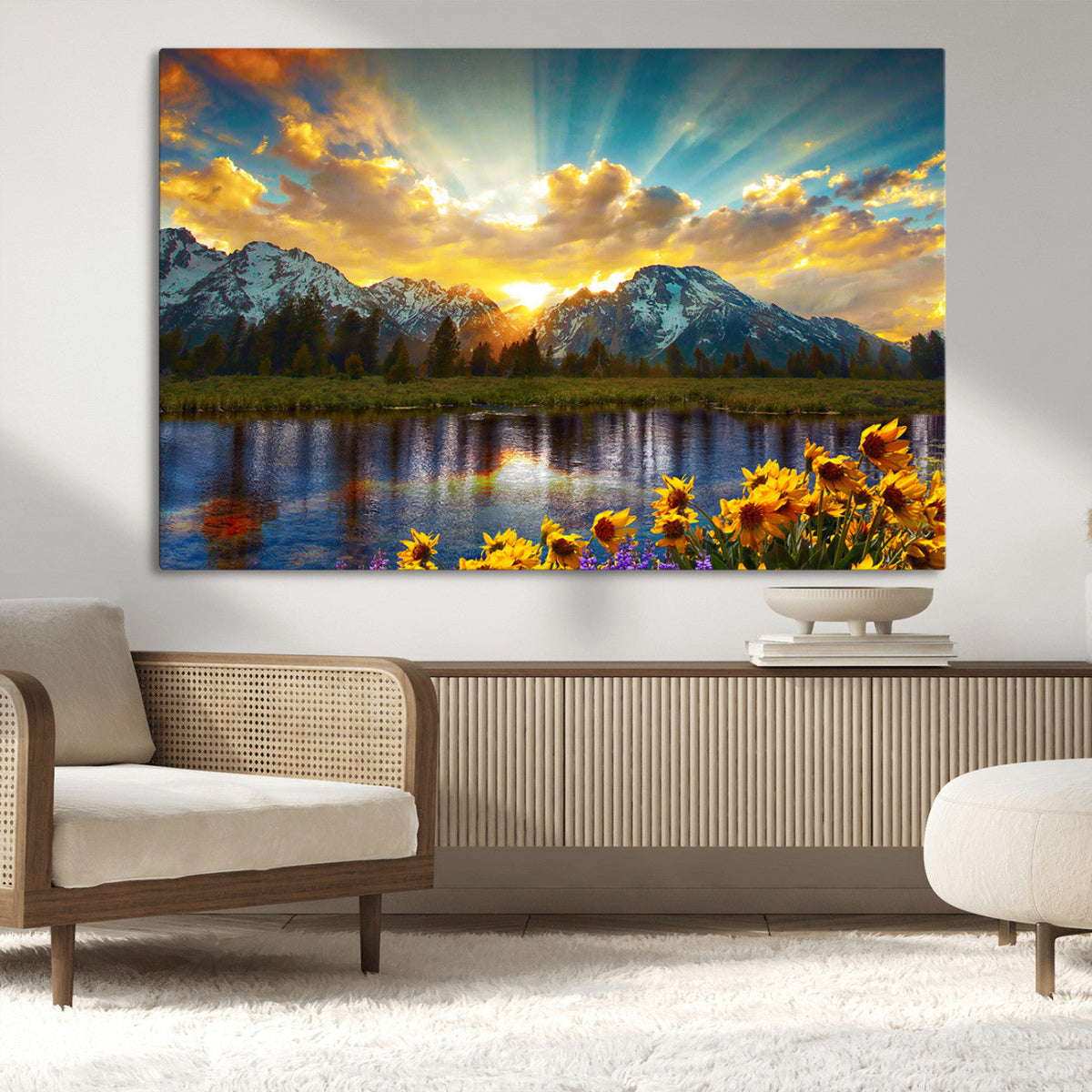 Grand Teton Park Sunrise Wall Art – Vibrant Landscape Canvas