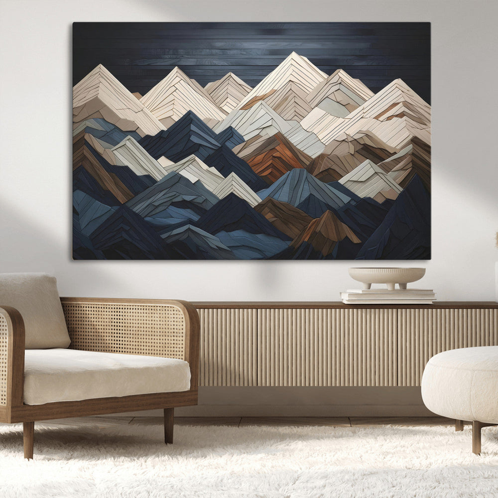 Mountain Wall Art – Modern Geometric Landscape Canvas Print,