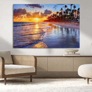 Serene Beach Sunset Wall Art Canvas- Coastal Seascape Print