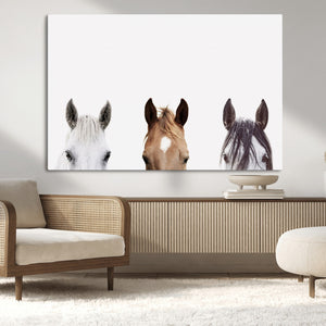 Horse Prints Set, Set of 3 Horse Wall Art, Horses Portraits,