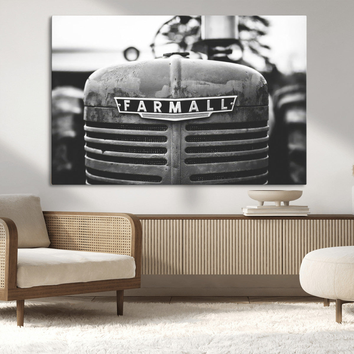 Vintage Farmall Tractor Wall Art Canvas Print, Rustic