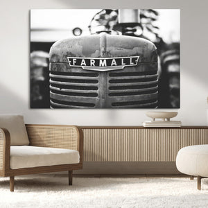 Vintage Farmall Tractor Wall Art Canvas Print, Rustic