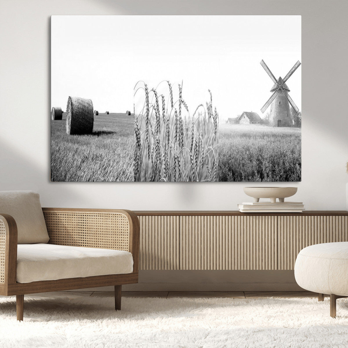Vintage Farmhouse Black and White Triptych Wall Art – Giclee