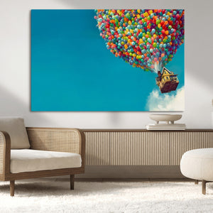 Carl Fredricksen, Up Movie Wall Art, Colorful Balloon House