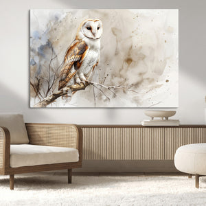 Barn Owl Wall Art | Watercolor Canvas Print | Perfect for