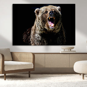 Grizzly Bear Canvas Print | Wildlife Wall Art for Cabin