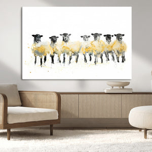 Farmhouse Wall Art Sheep Print | Ready to Hang Framed Canvas