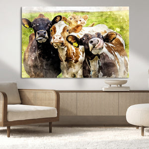 Curious Cows Farmhouse Wall Art | Ready to Hang and Framed