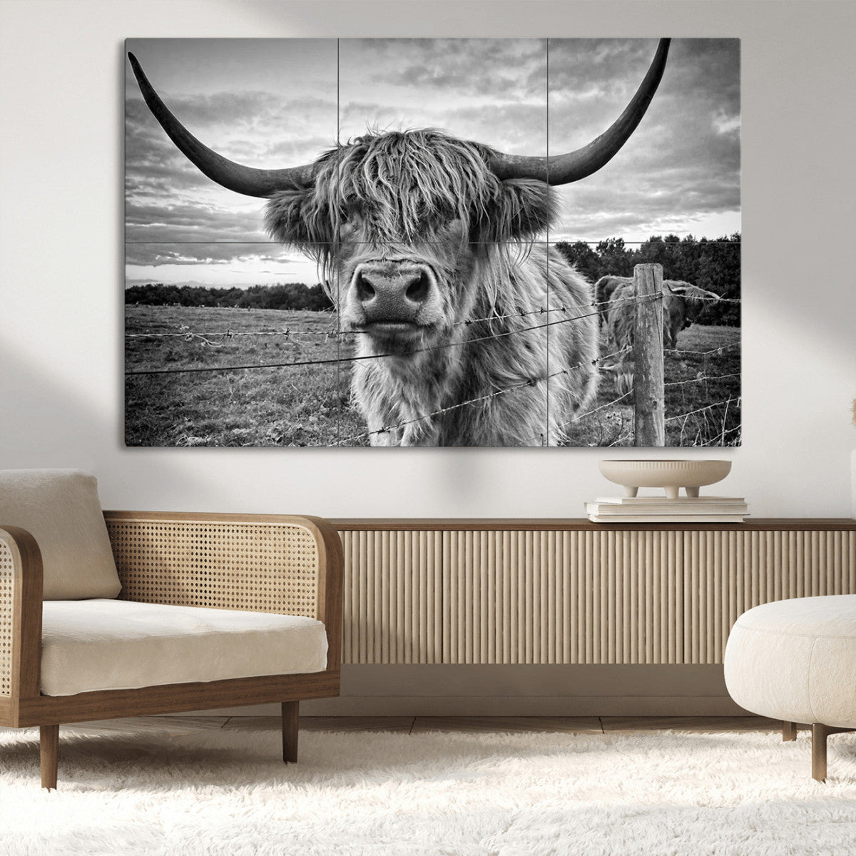 Scottish Highland Cow Wall Art Canvas Print | Ready to Hang