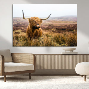 Scottish Highland Cow Canvas Wall Art – Rustic Farmhouse