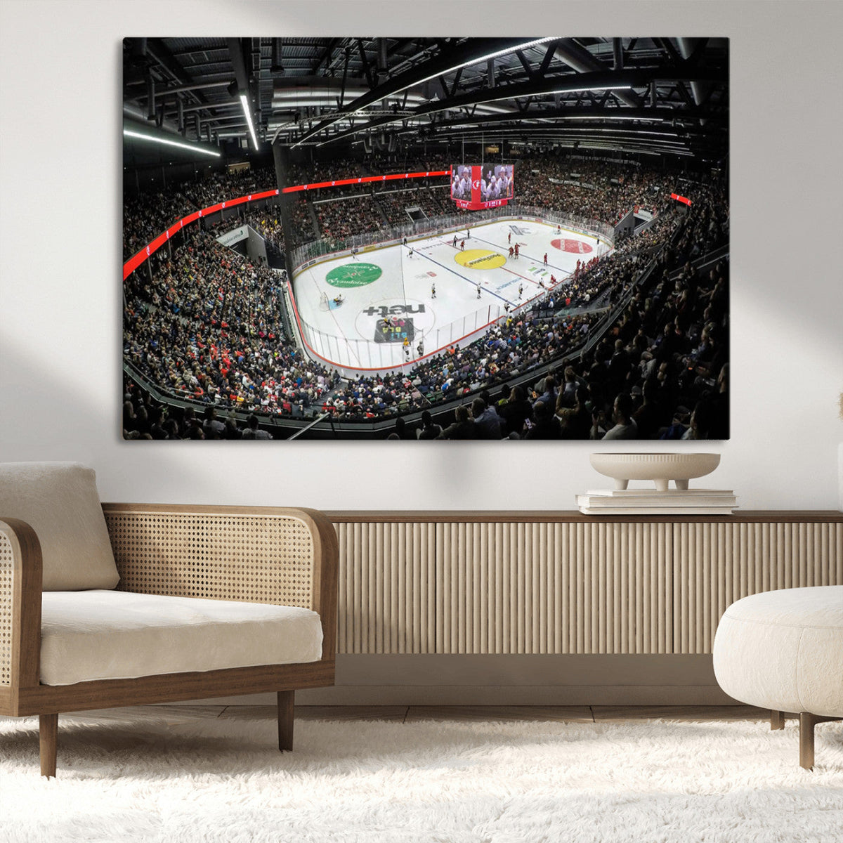 Vaudoise Lausanne Ice Hockey Arena Stadium Wall Art Canvas,