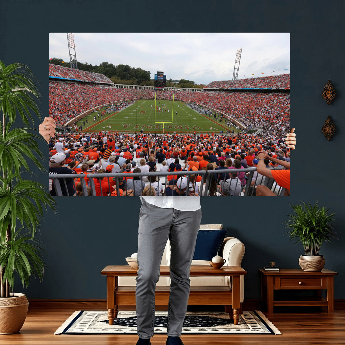 Virginia Cavaliers Football Team Print - Charlottesville Scott Stadium Print Wall Art Canvas