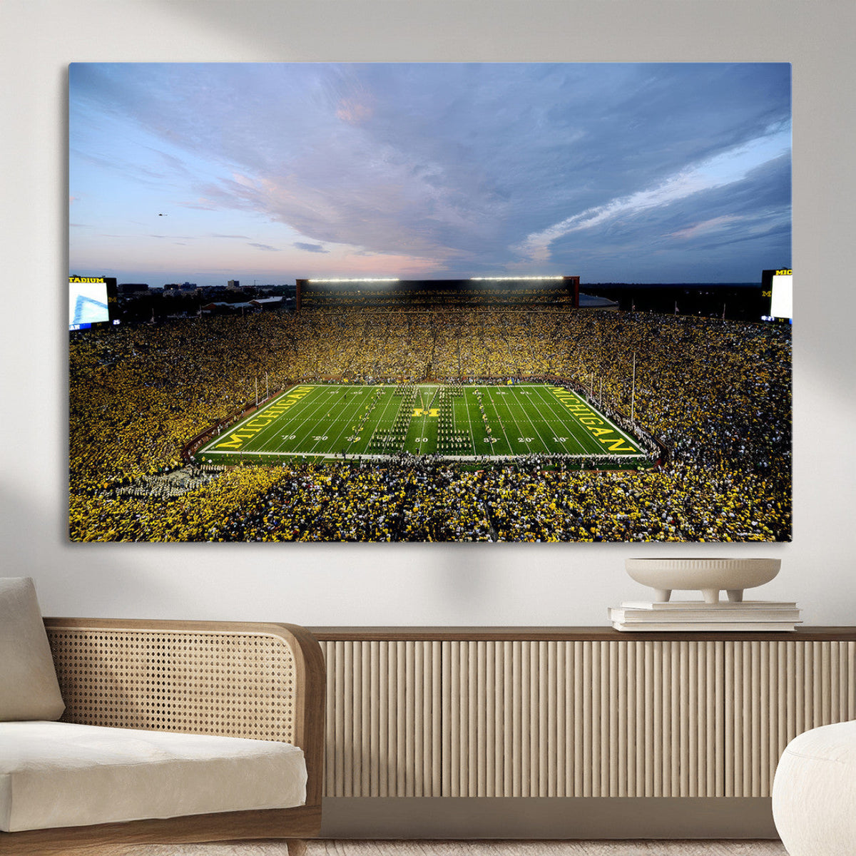 Michigan Stadium Wall Art Canvas Print, Vibrant Game Day