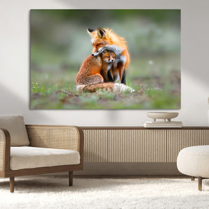 Heartwarming Fox and Baby Cub Wall Art | Ready to Hang