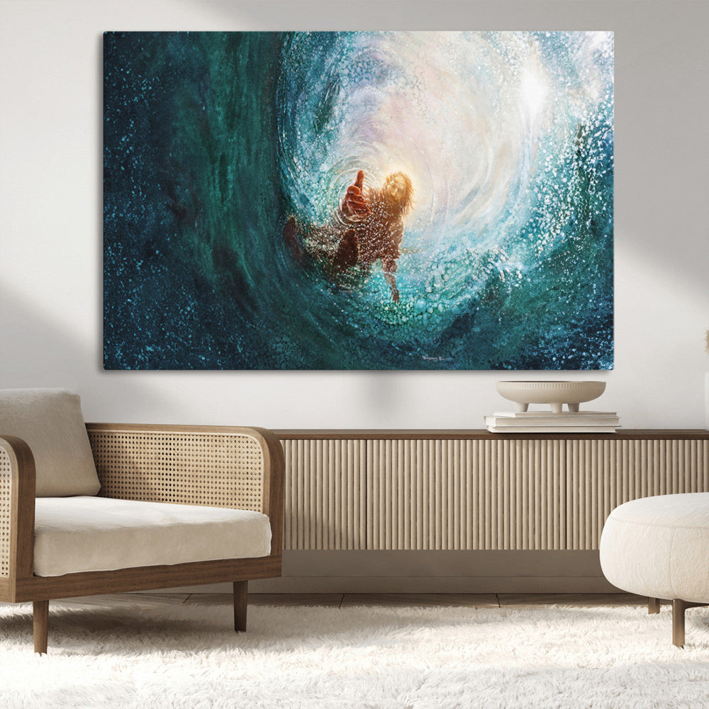 Powerful Jesus Canvas Print - Hand of Salvation,