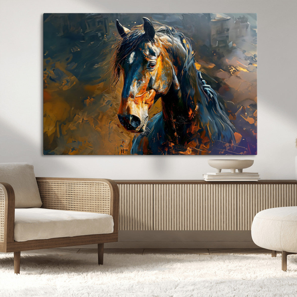 Abstract Horse Wall Art Canvas Print | Farmhouse Wall Decor