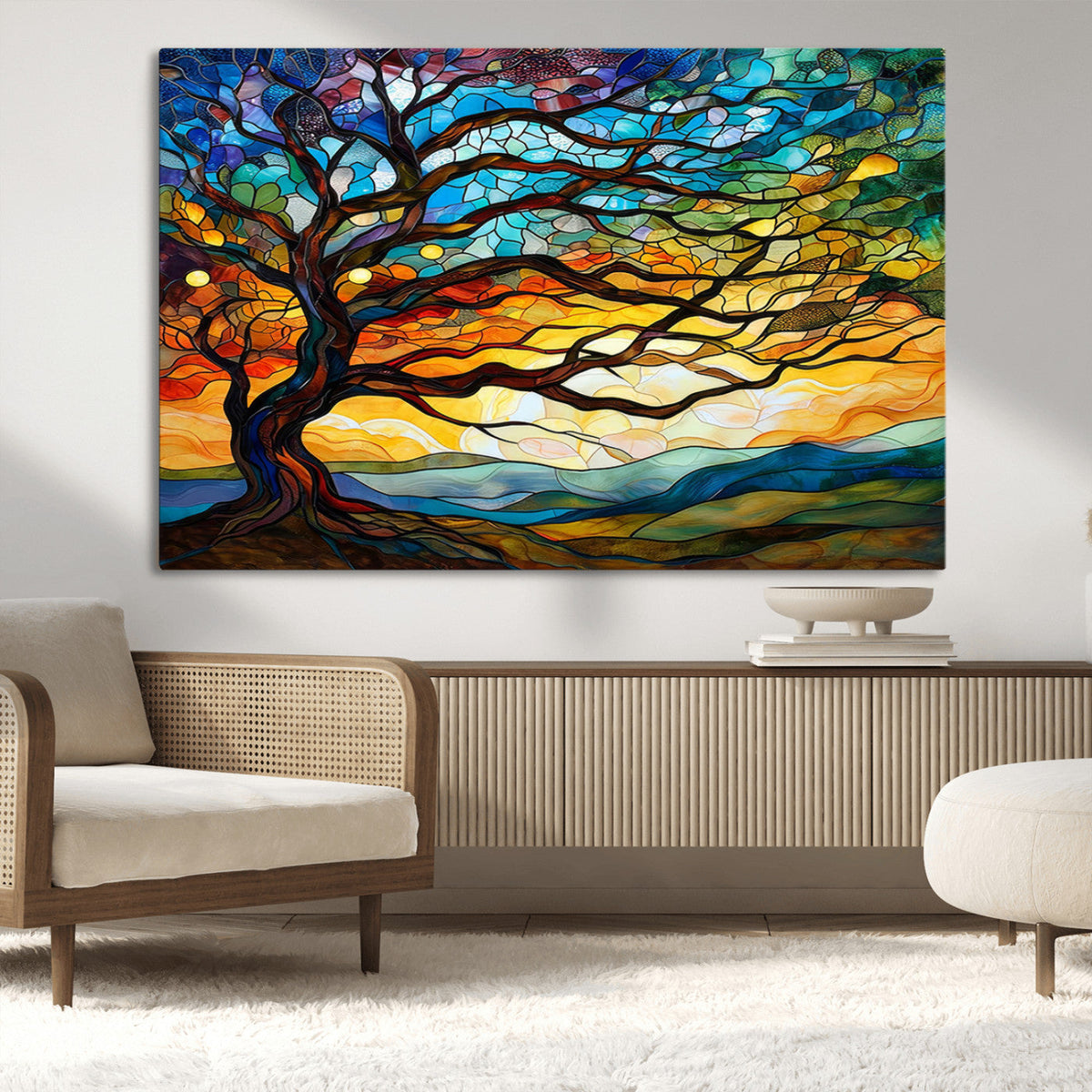 Mosaic Tree Wall Art | Ready to Hang Stained Glass Style