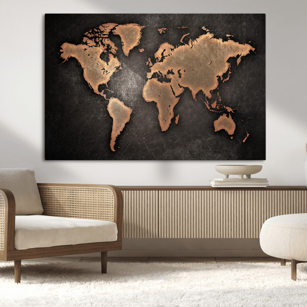 World Map Canvas Print – Framed Travel Map Wall Art for