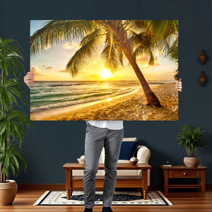 Beach Sunset Canvas Wall Art Print - Tropical Beach Canvas