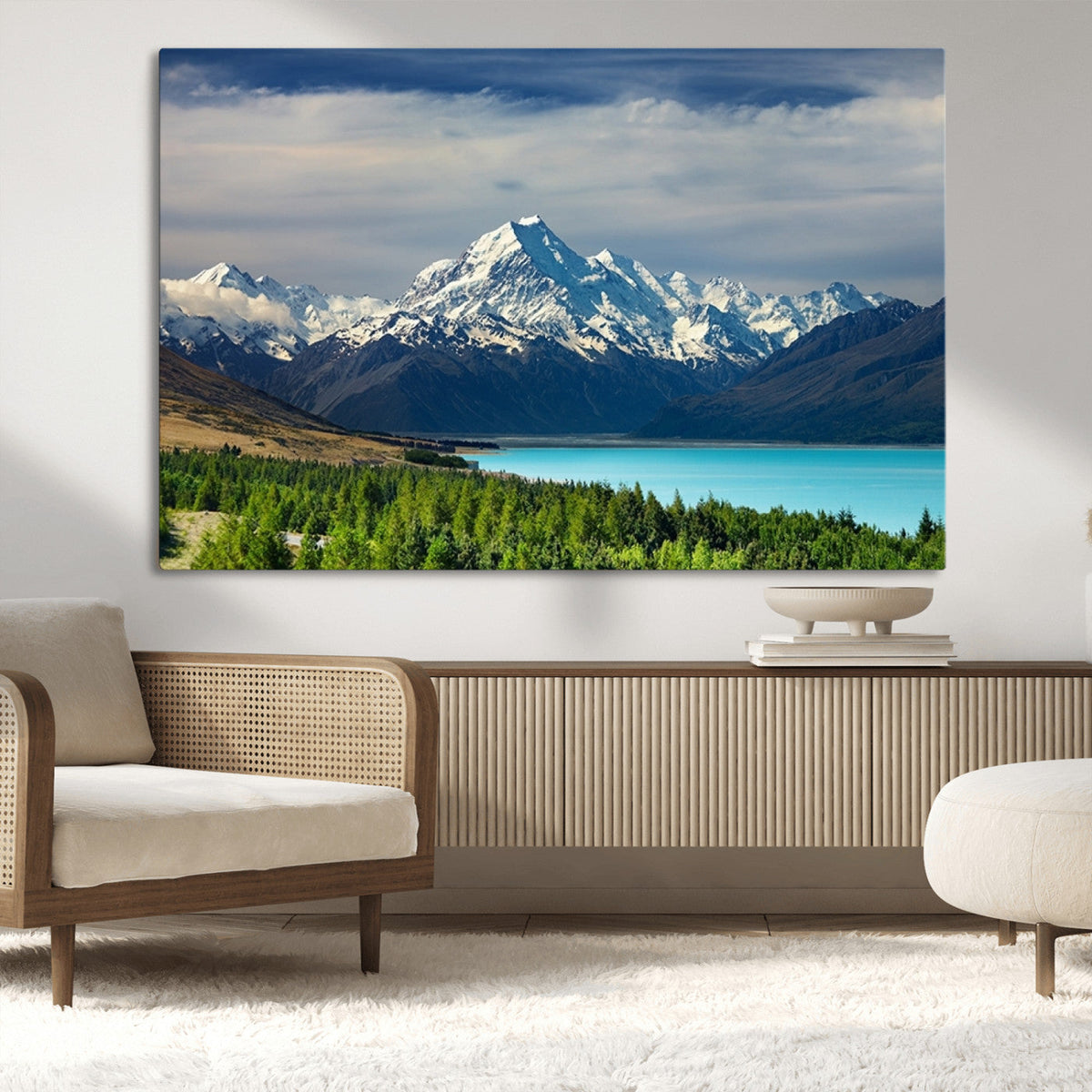 Mount Cook and Lake Pukaki Canvas Wall Art Print – Majestic