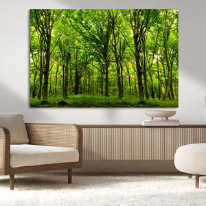 Lush Green Forest Canvas Print | 3-Panel Forest Wall Art |