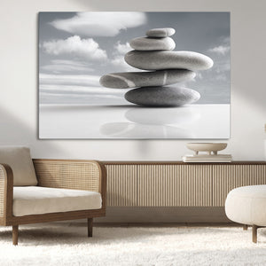 Still Life Black and White Zen Stones Wall Art Canvas,