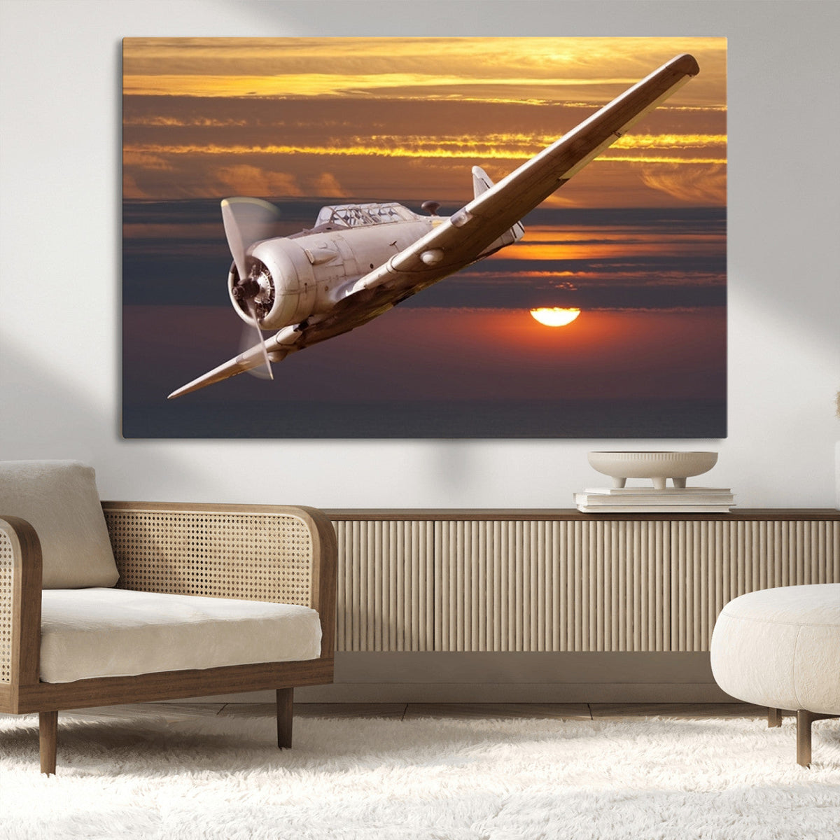 Old War Plane Wall Art Canvas Print