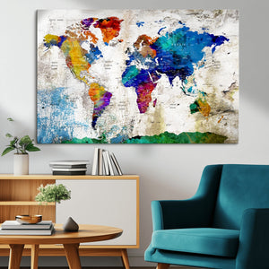 World Map Canvas Print – Framed Travel Map Wall Art for