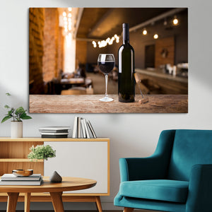 Wine and Bottle Wall Art Canvas Print