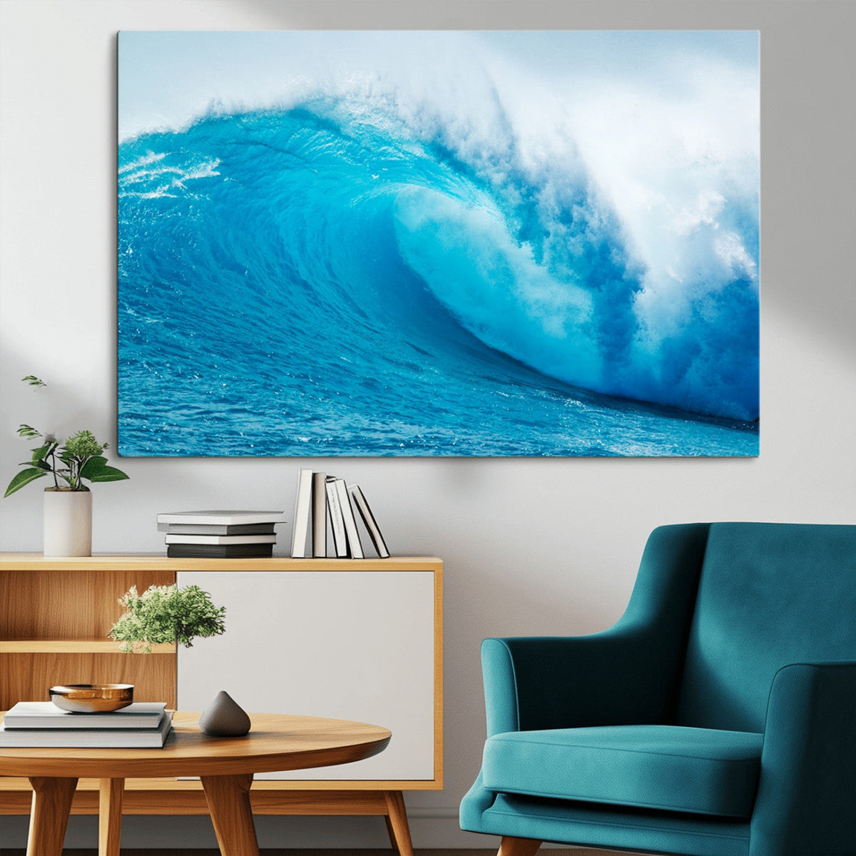 Big Ocean Surfing Wave Wall Art Canvas Print