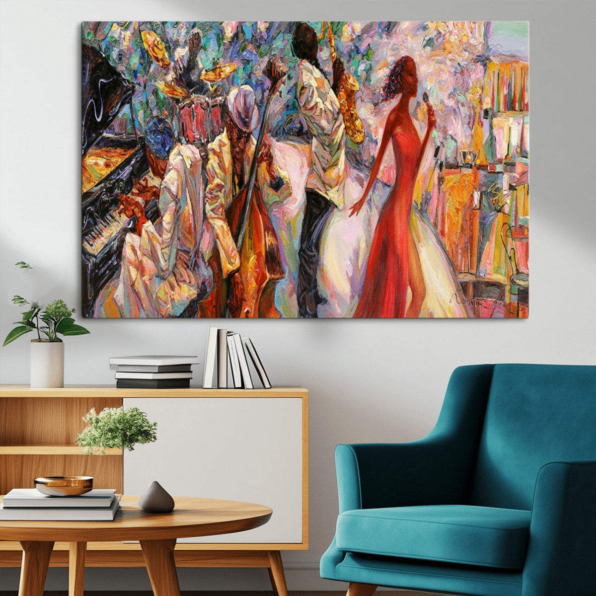 Abstract Afro American Jazz Canvas Wall Art | Music-Inspired