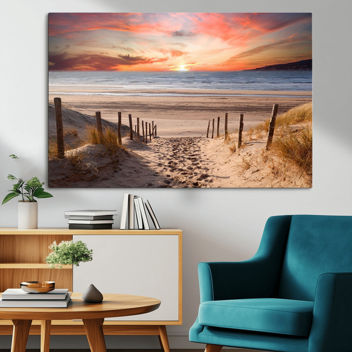 Sunset on the Sea Wall Art Canvas Print
