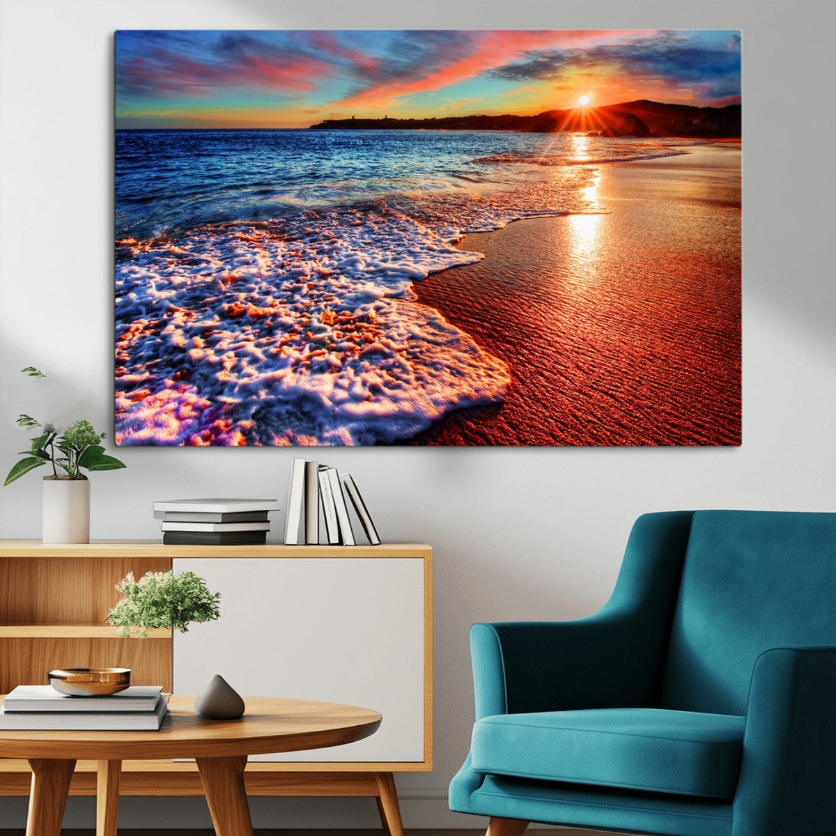 Colorful Coastal Sunset on the Beach Canvas Print, Ocean