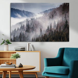 Beautiful Rising Fog in Winter Mountain Landscape- Framed