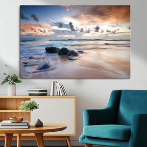 Serene Weather On The Beach Wall Art Canvas Print