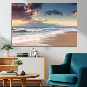 Cloudy Weather Beach Sunset Canvas Print | Sunrise Wall Art