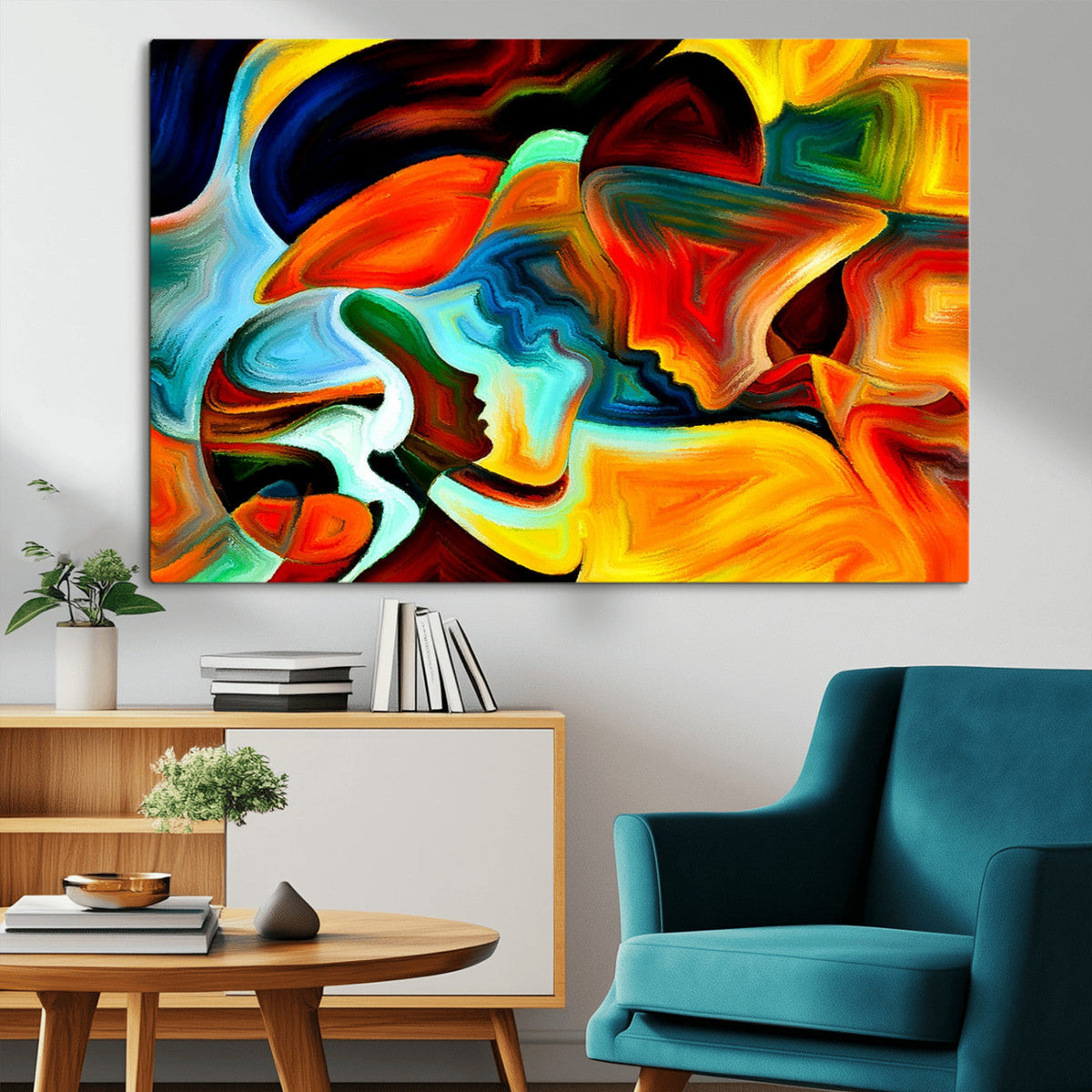 Human Love Figures Abstract Wall Art Canvas Print