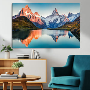 Landscape Mountain and Lake View Wall Art Canvas Print