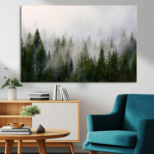 Forest Wall Art Canvas Print | Foggy Forest Wall Art | Pine