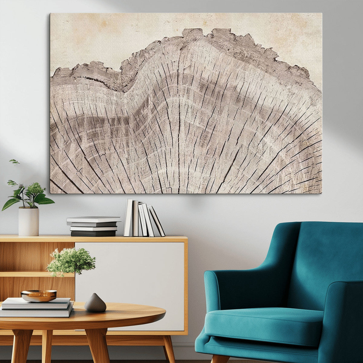Tree Ring Wall Art Triptych, Rustic Wood Ring Canvas Print,